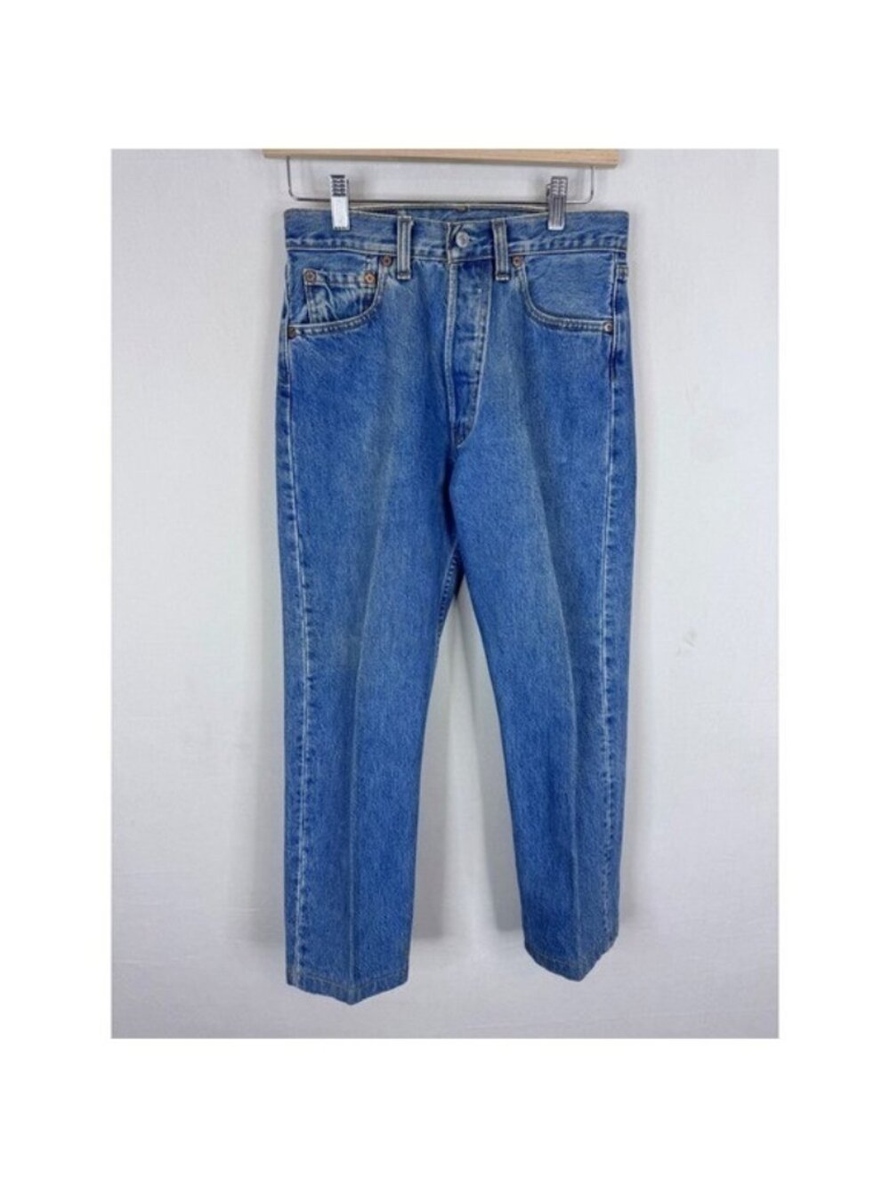 Vintage Levis 501 Womens Jeans 29x26 Medium Wash Button Fly Hemmed Canada 90s